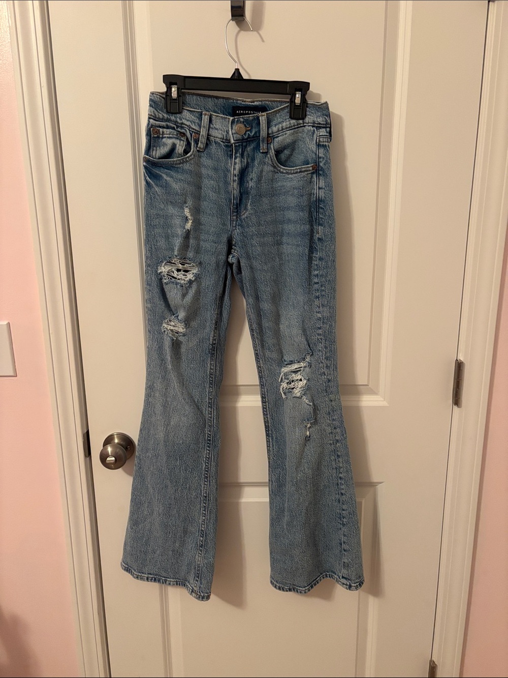 Aeropostale Light Blue Distressed Flare Jeans